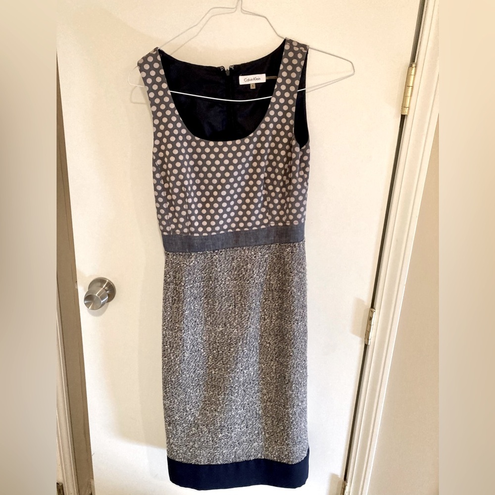 Calvin Klein Blue multi textured dress